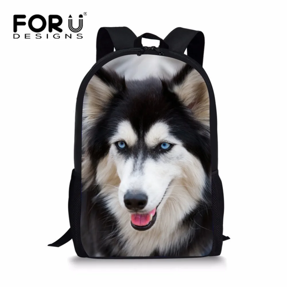 

FORUDESIGNS Classic Animal Husky Backpack in School Cute Little Boys Girls Pug Dog Bookbag Durable Kids Bagpack Rucksack Mochila