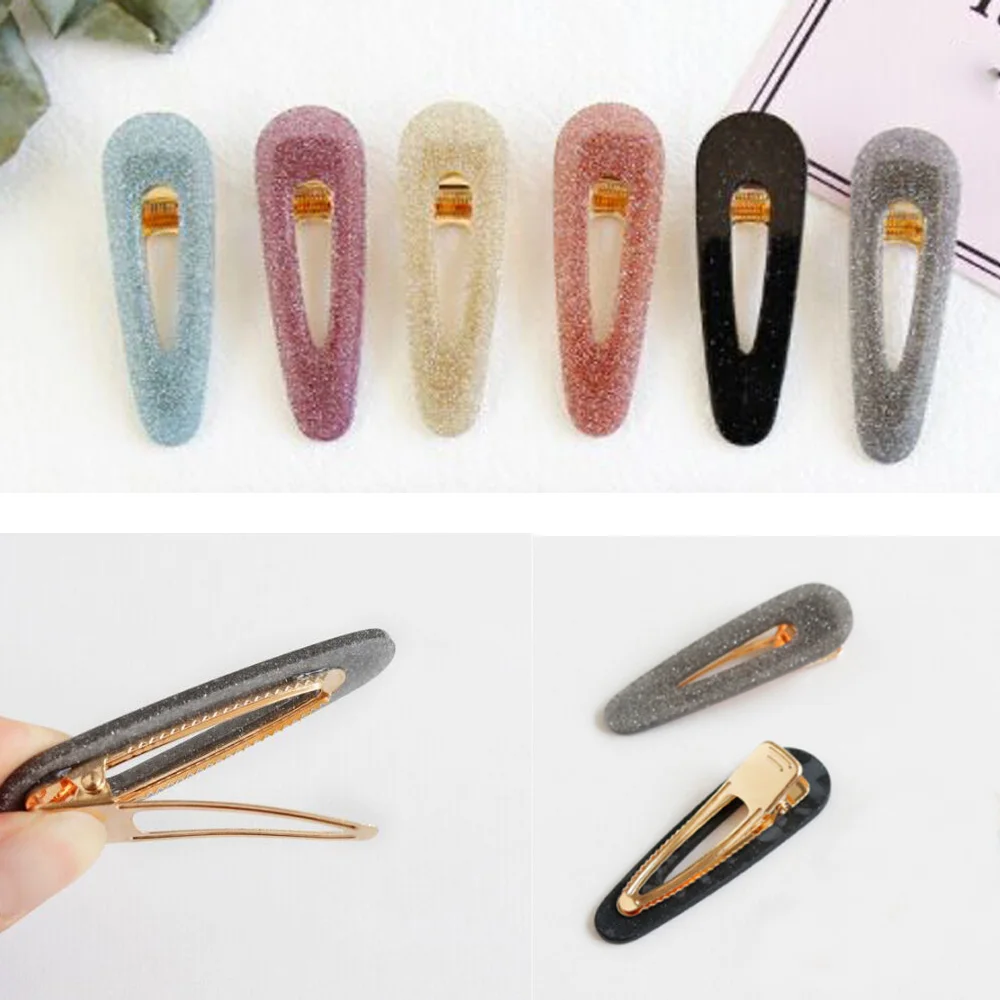 

1 pcs New Korea Shiny Acetic Acide Hair Clips for Women Solid Acrylic Geometric Waterdrop Shape Hairpins Hair Accessories