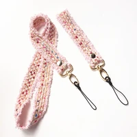 2pcs 2 5cm width c c style woolen yarn neck lanyard pretty wrist strap for cell phone and keys id card