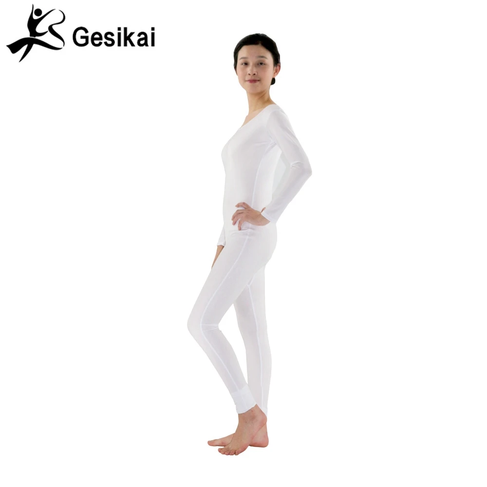 Женские белые костюмы для йоги гимнастические спандекс лайкра круглый воротник