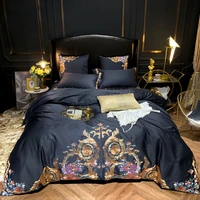 luxury egyptian cotton navy blue bedding set premium embroidery us queen king size 46pcs duvet cover bed sheet pillow shams