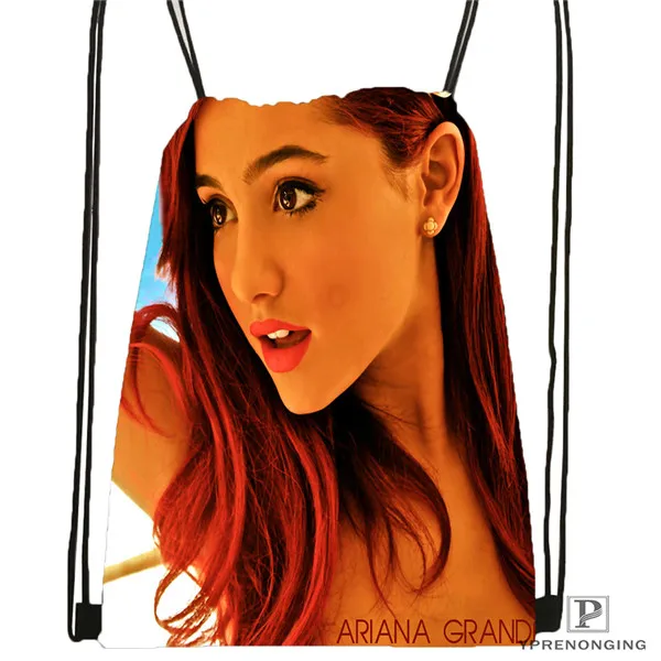 Drawstring Backpack Пользовательские Ариана Гранде походная сумка на шнурке милый детский Ранец(черный цвет(вид сзади) 31x40 см#180531-03-05 - Цвет: Drawstring Backpack