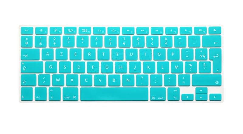 Aqua blue HRH Горячая AZERTY мягкий французский силиконовый чехол для клавиатуры для Mac Book Air Pro 13 1" 17" с дисплеем retina Версия ЕС - Цвет: Aqua blue