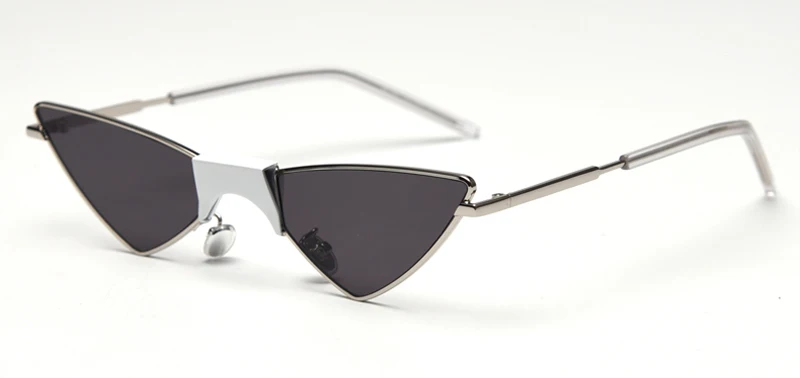 silver with black Peekaboo солнцезащитные очки со стразами для женщин Безрамное половина обод зеленый черный кошачий глаз защита от солнца Очки для дам Мода г. подарок - Цвет линз: silver with black