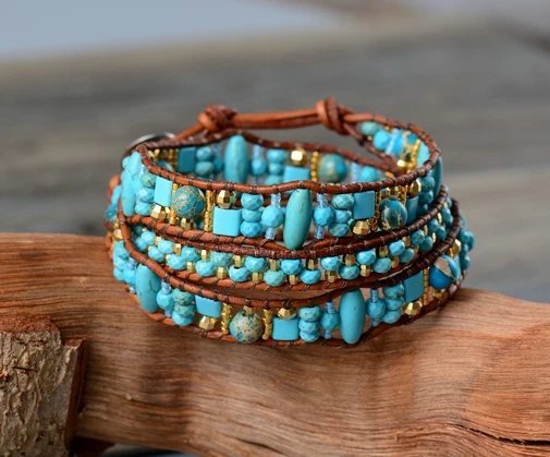 Браслет в стиле бохо качественные разные формы бисер кожаный браслет модный