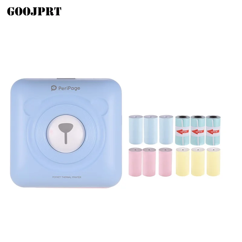 12 rolls paper Мини POS портативный принтер карманный мобильный фото Ptinter термальный Bluetooth 58 мм беспроводной принтер этикеток с самоклеящаяся бумага - Цвет: 12 rolls paper