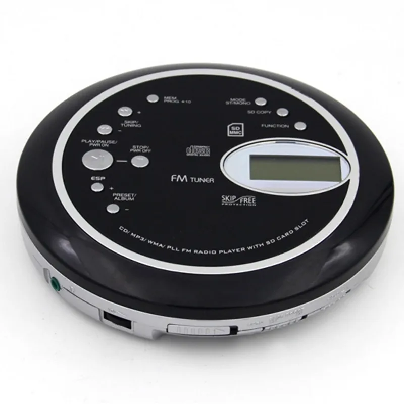 Портативный cd walkman Музыкальный плеер поддерживает MP3 WMA CD-R формат диск FM радио Повтор басов boost противоударный с гарнитурой светодиодный экран