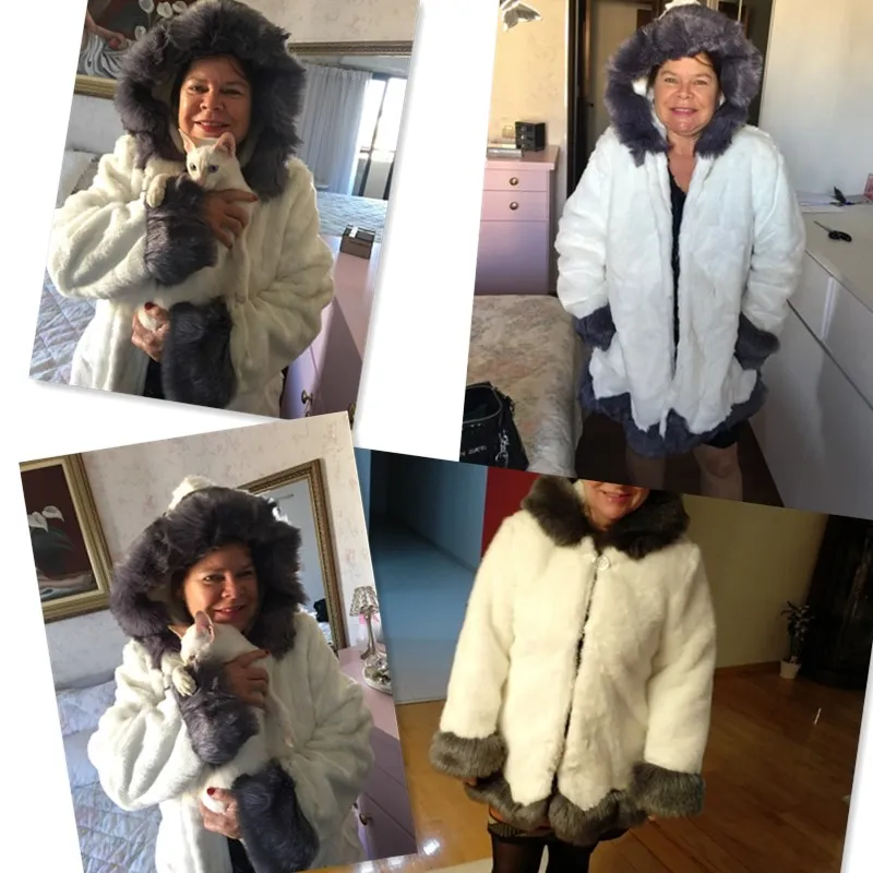 

Luxury Mink Fur Coat Women Fox Fur Collar Hooded Overcoat Oversize Big Pocket 4XL Winter Outerwear Parkas Cloak Poncho Q4272