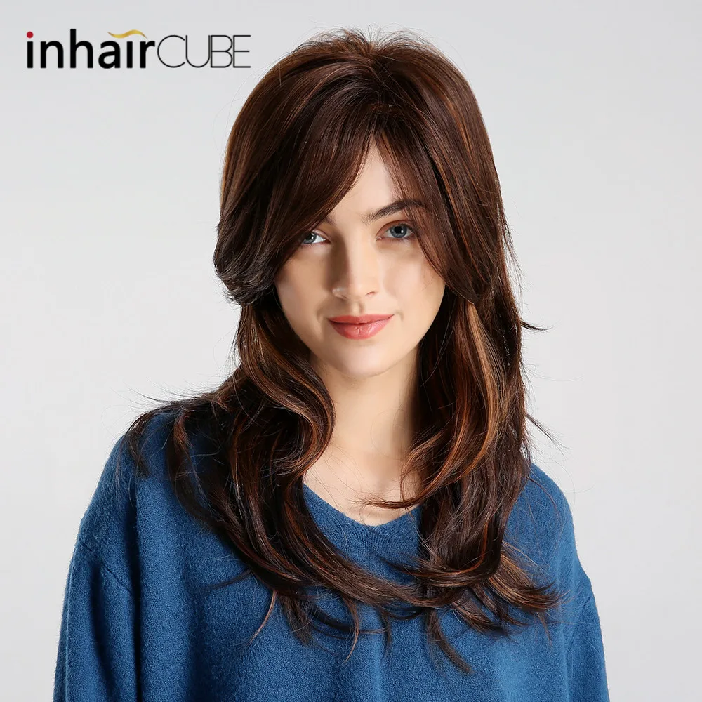 INHAIR cube женские парики 20 дюймов новые синтетические смешанные волосы натуральные прямые короткие парики Серый Свободный парик с челкой