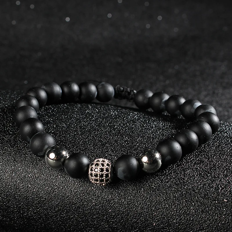 1 шт. 8 мм браслет из розового золота с черным кубическим цирконием матовая