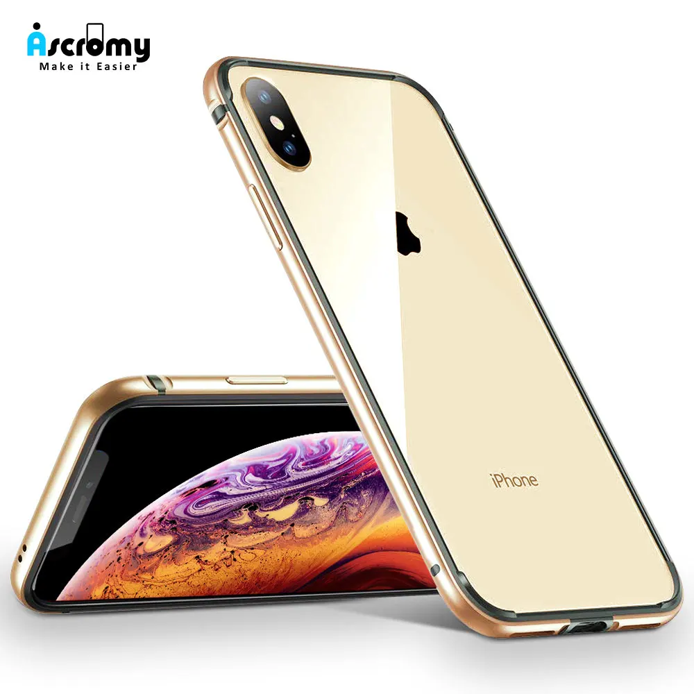 Ascromy для iPhone XS Max Бампер металлический чехол роскошный блестящий Ударопрочный