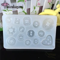 1pcs uv resin jewelry liquid silicone mold heartround buttons resin charms molds for diy intersperse decorate making jewelry