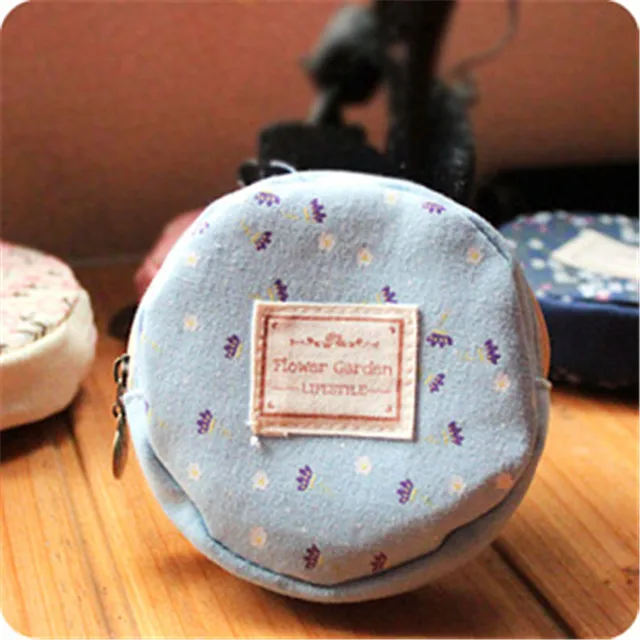 blue Женская сумка, новинка, мини кошелек, Круглый Холщовый принт, наушники, милая сумка, дамская сумка для ключей, кошелек LQ013 - Цвет: blue