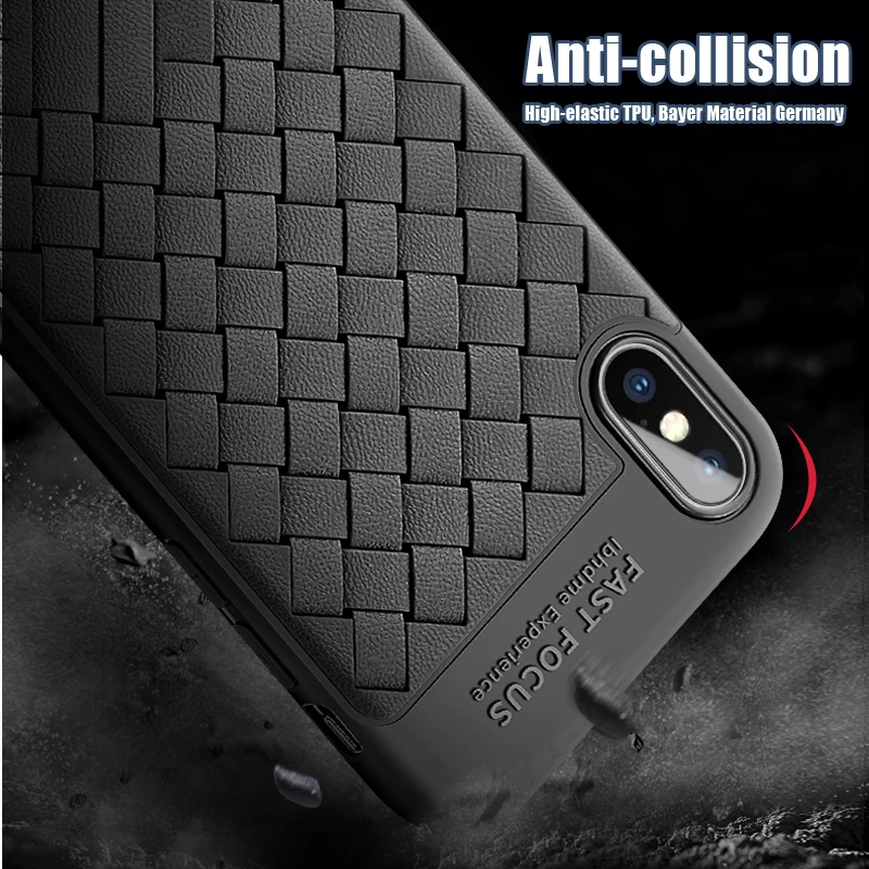 CRIAR HOUSE For Apple iPhone X 6 6s 7 8 Plus 10 Ultra Thin Slim Grid Weave Leather Soft Silicon TPU Vintage Phone Cover Case |
