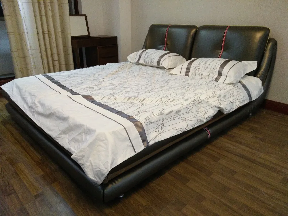 Рама DYMASTY натуральная кожа мягкая кровать современный дизайн кровать bett, cama мода king/queen Размер мебель для спальни