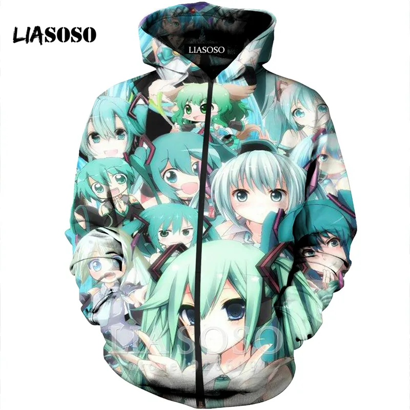 Забавные 3D принт унисекс аниме VOCALOID Hatsune Толстовка Miku мяч homme Толстовка Топ Harajuku рубашка на молнии толстовки рок hoodieE594