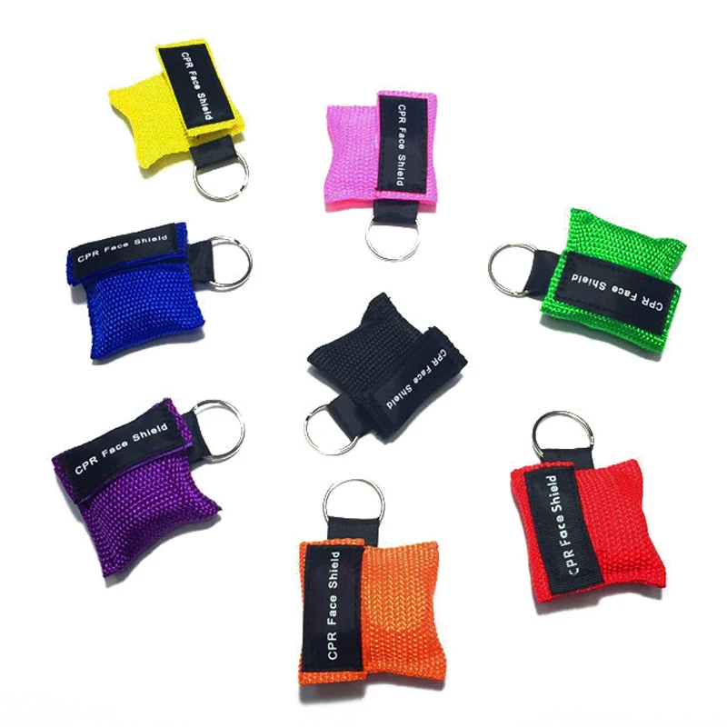 CPR Resuscitator Keychain Emergency Face Shield First Aid Skill Training Breathing Rescue Mask for Health Care Tools 8 Colors