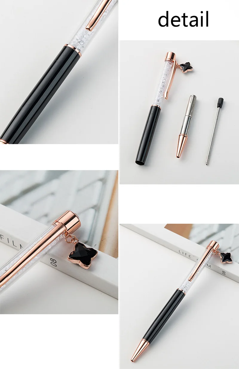 1 Pcs Fashion Metal Signature Pen Cute Ball Pen Fine Star Pendant Crystal Pen Child Gift Stationary Kawaii Office Supplies