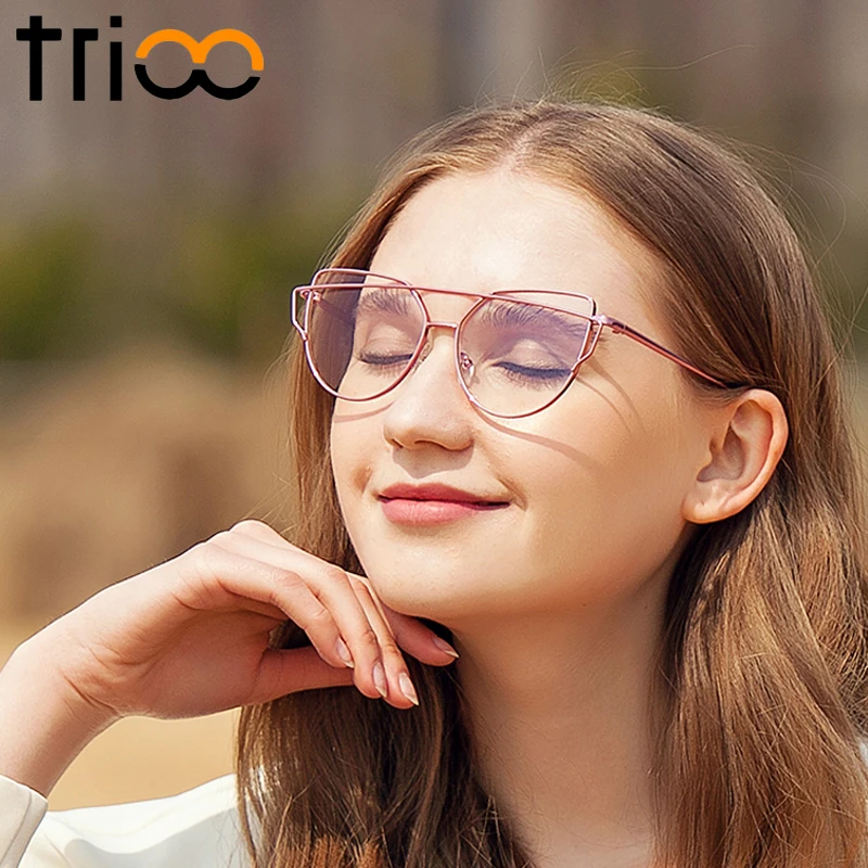 Металлические розовые женские оправы для очков TRIOO модные дизайнерские очки