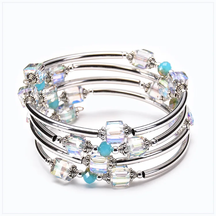2019 новый натуральный квадратный кристаллический многокольцевой обмоточный браслет