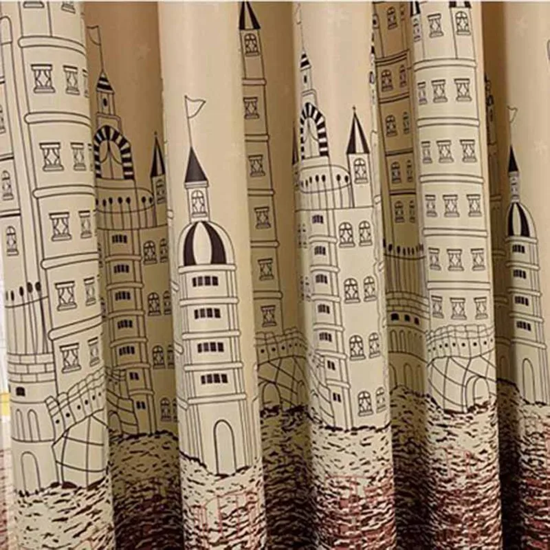 Style2 Curtain cloth Водяной замок современный контракт деревенский затемненный занавес ткань вуаль тюль гостиная спальня затенение горячая Распродажа WP230* 15 - Цвет: Style2 Curtain cloth