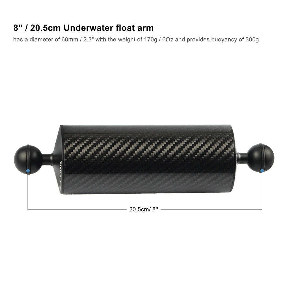Поплавок MINIFOCUS 2x10 дюймов из углеродного волокна с двумя шариками подставка для