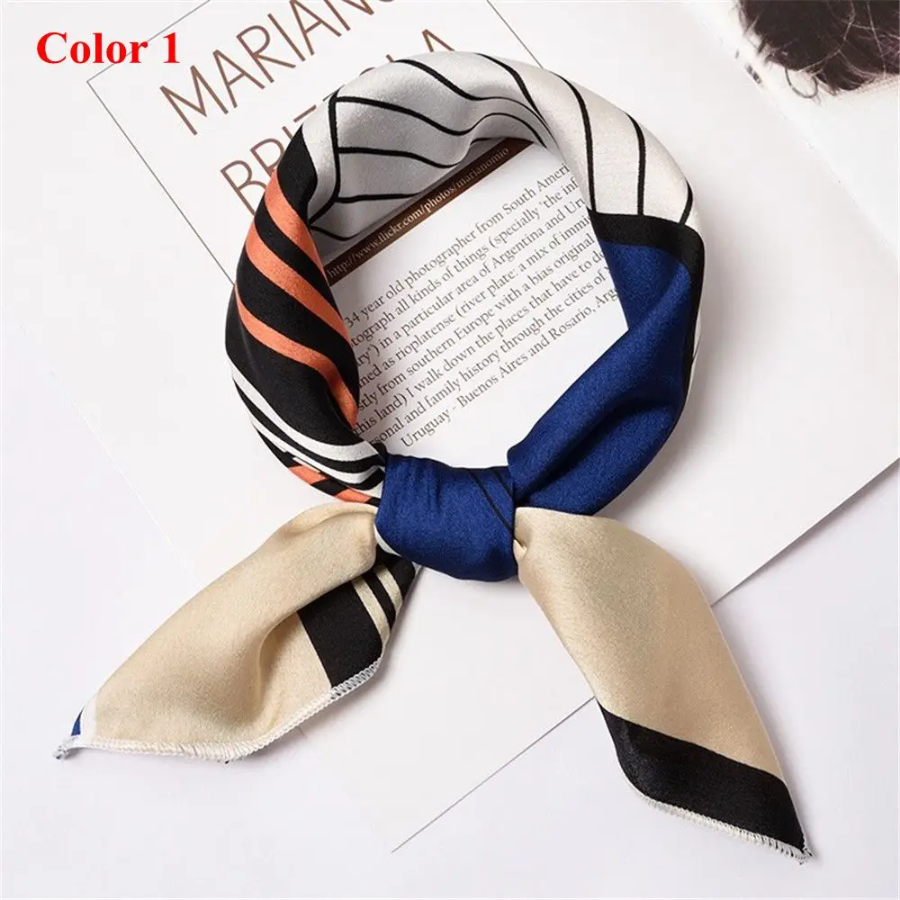 Color 1 50*50 см Новая Летняя Пляжная модная одежда аксессуары для женщин Цветочный винтажный шёлковый шарф Высокое качество Элегантный квадратный шейный платок - Цвет: Color 1