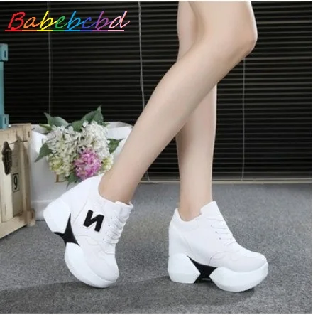Новинка Осенняя женская обувь Babebcbd высотой 12 см маленькие белые туфли с рифленой