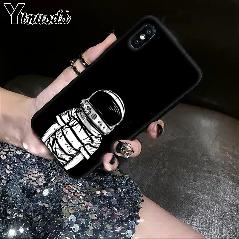11pro MAX черный с белой луной звезды космонавта Новинка чехол для телефона Apple iPhone 8 7