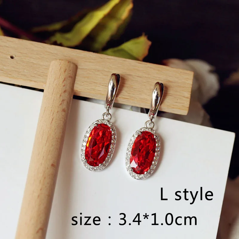 L style Роскошные бордовые винно-красные длинные висячие серьги геометрической формы с большим квадратным кубическим цирконием для женщин, вечерние, свадебные ювелирные изделия, подарок - Окраска металла: L style