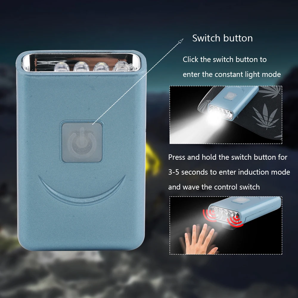 BORUiT 3 светодиода крышка для фары зажимы USB зарядное устройство головной убор IR Serson