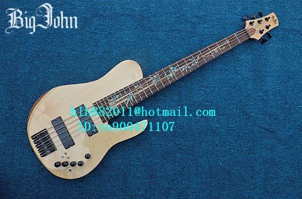 Бесплатная доставка Новый Большой Джон 5 струны бас гитара в естественный цвет с
