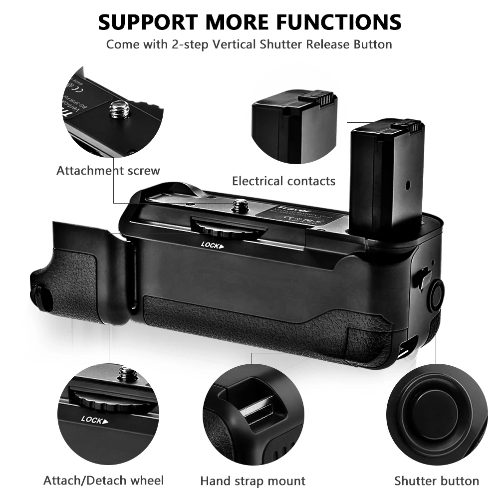 Travor Вертикальная Батарейная ручка для SONY A6300 беззеркальная цифровая камера Батарейная ручка подарок ИК пульт дистанционного управления работа с NP-FW50