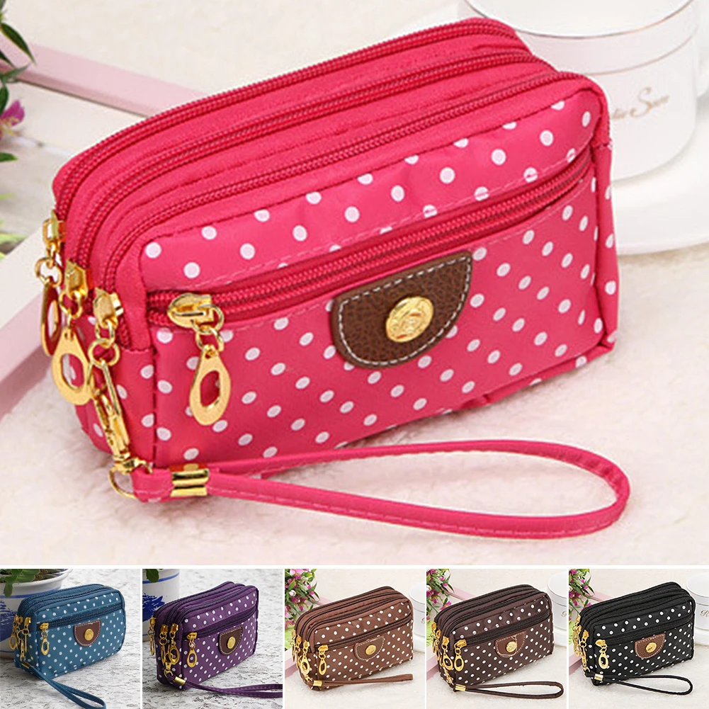 Узор в горошек Carteras Mujer женский клатч кошелек чехол для телефона Carteiras Femininas сумка для денег женский кошелек держатель для карт в винтажном стиле