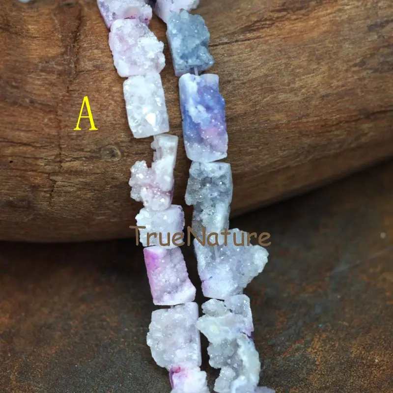 Натуральный Титан Druzy Crystal Quartzs Strand квадратной формы сырой кристалл свободные бусины ювелирные изделия в 12*26 мм PM6640