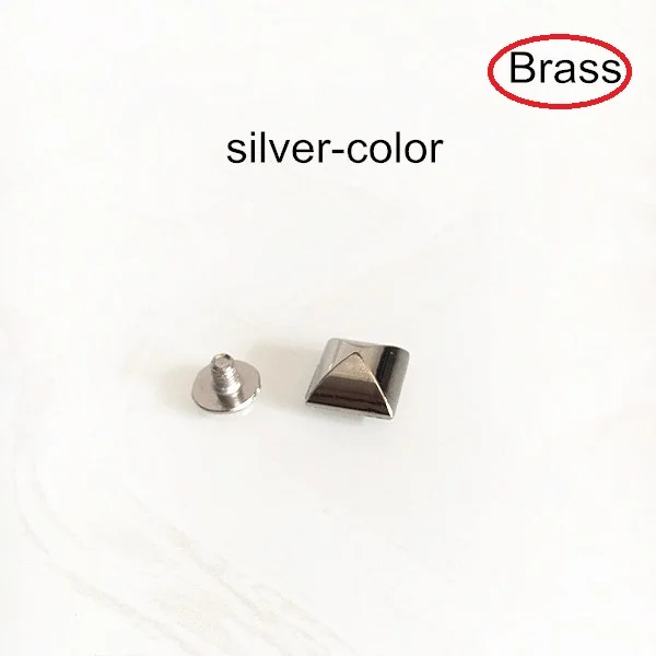 Silver-color 30 компл. пухлая Пирамида заклепки Спайк с винтом назад мм, 10*10 мм квадратные металлические заклепки Шпильки, DIY заклепки для кожаных поделок, красный, зеленый, бронзовый - Цвет: Silver-color