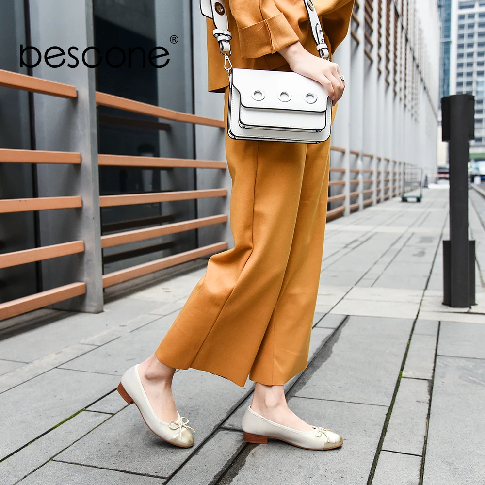 BESCONE/Женская обувь на плоской подошве из натуральной кожи Мягкие повседневные