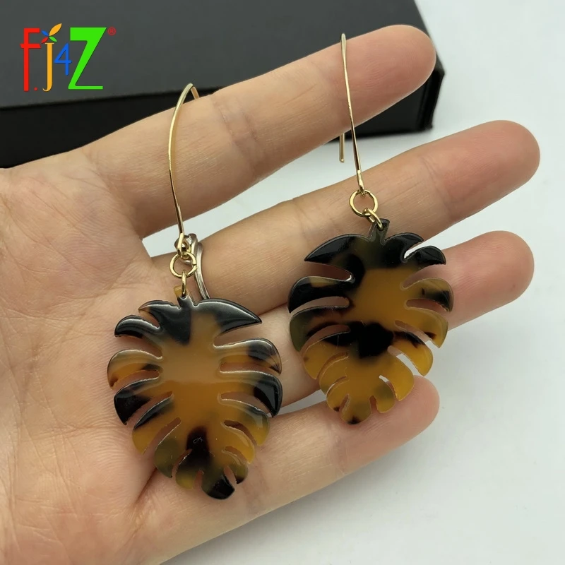 F. J4Z модные серьги с растениями Женские винтажные серьги с листьями из сплава ювелирные изделия в виде цветка акриловые Женские коктейльные ювелирные изделия аксессуары