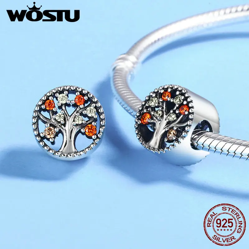 WOSTU 925 стерлингового серебра осень подлинное Дерево жизни плодные бусины из осенней коллекции подходят оригинальные wst шарм браслеты ювелирные изделия DXC219