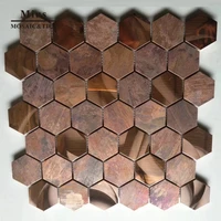 hexagonal metal copper mix rose gold stainless steel tile mosaic tile floor tile wall decortion