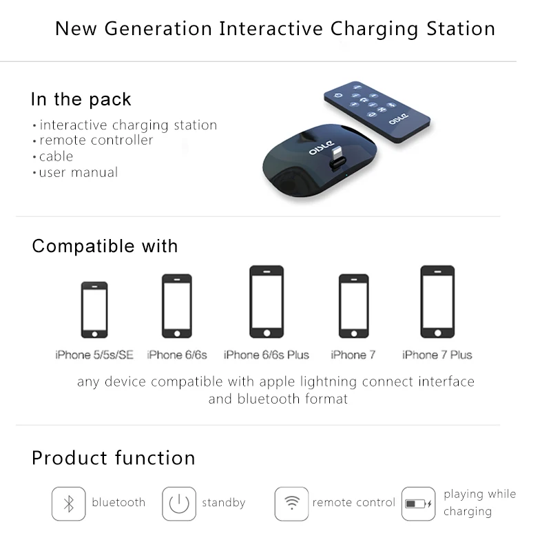 OISLE MA208B Быстрая зарядка держатель для телефона док-станция для iPhone X 6 7 8 Plus 5 S SE Bluetooth ИК-пульт дистанционного управления