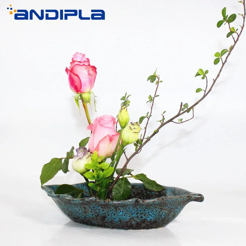 Zen японский стиль Ikebana винтажная грубая керамика цветочный горшок Настольный