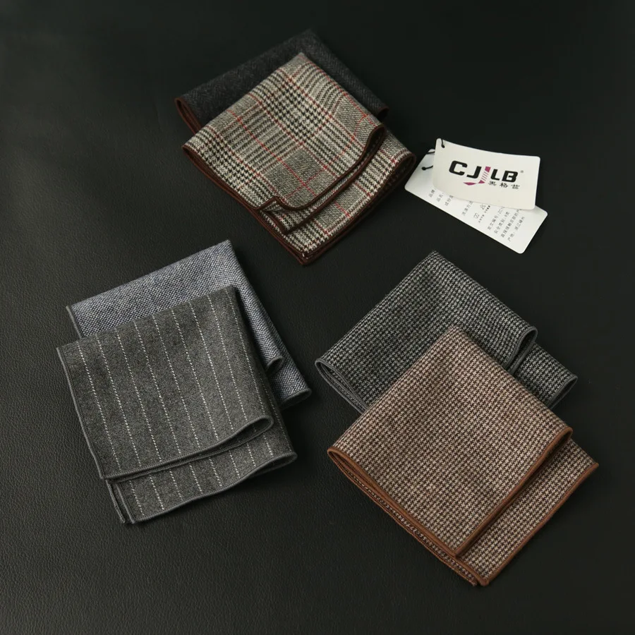 Hankerchief шарфы мужской деловой костюм Hankies шерстяной плед Повседневный Карманный