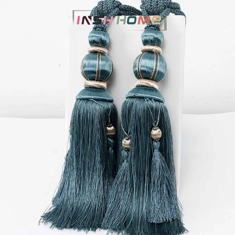 dark blue Одна пара Классические Серые кисти для занавесок Роскошные Аксессуары для штор украшение дома подвесные шары - Цвет: dark blue
