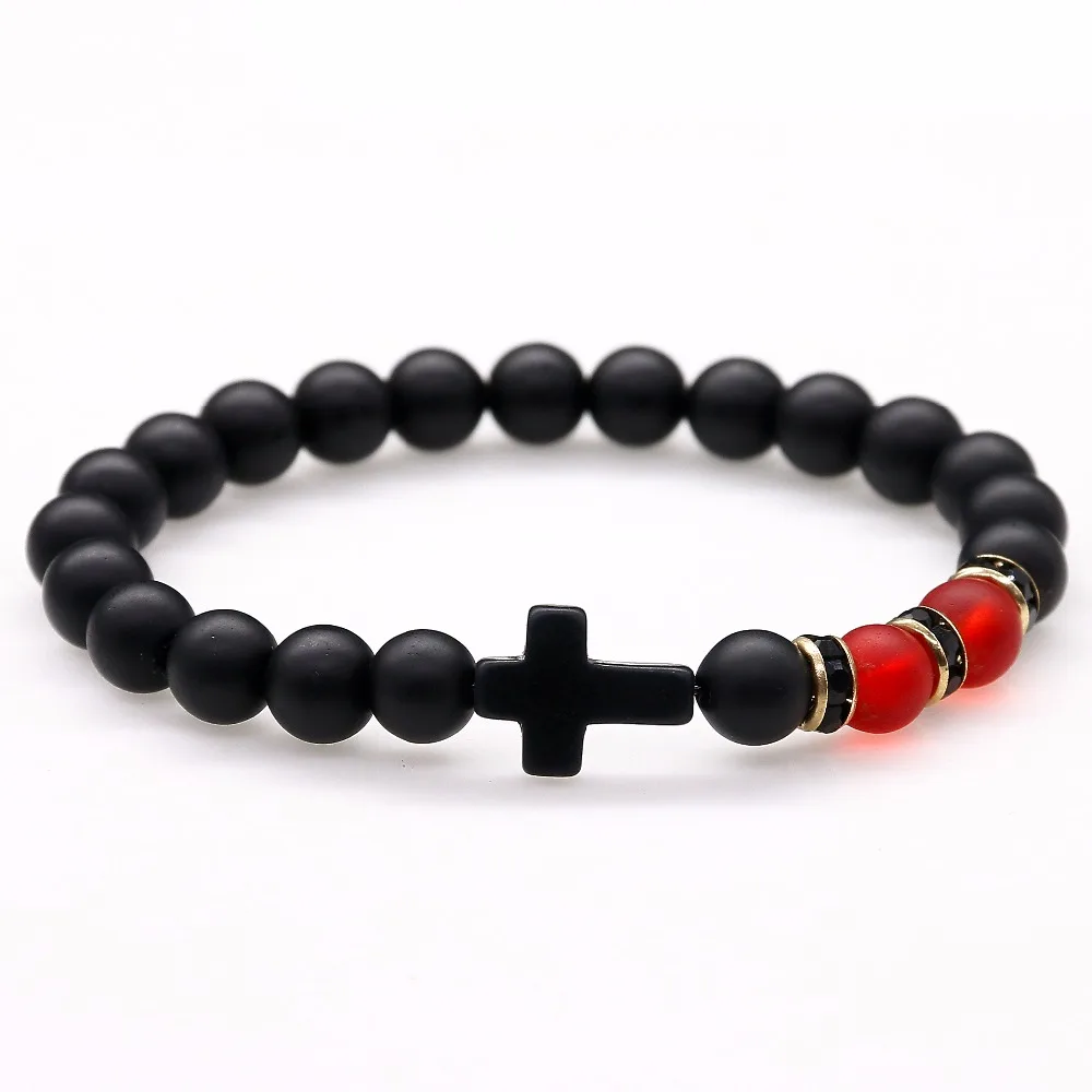 Мощный подарок для мужчин и женщин 8 мм черный матовый оникс камень бусины с