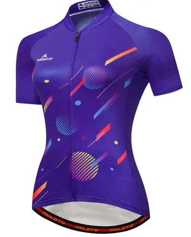 Женская велосипедная Джерси, новинка 2024, велосипедные топы, спортивная одежда с коротким рукавом для горных велосипедов фиолетового цвета