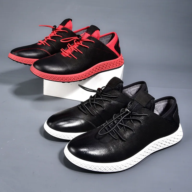 Мужская обувь без застежки Модные мужские повседневные лоферы из натуральной