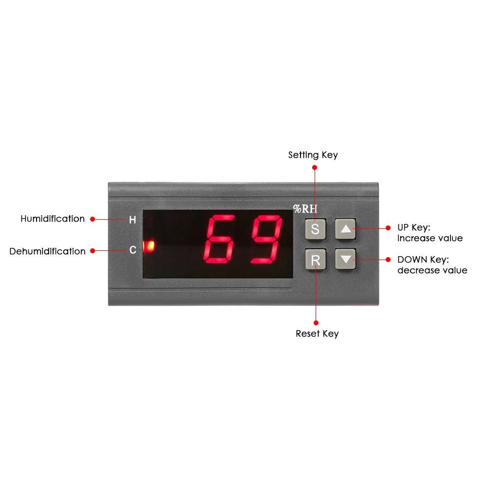 10A 12V Mini Digital Air Humidity Control Controller Measuring Range 1~ 99 percent with Sensor | Инструменты
