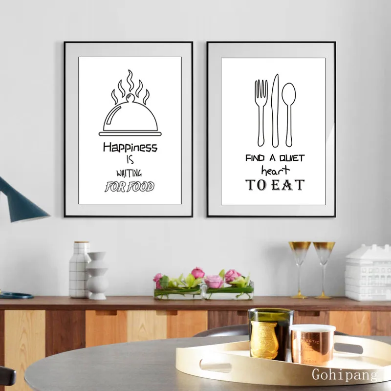 Минималистичная кухонная утварь кухня холст картина черный и белый Северный