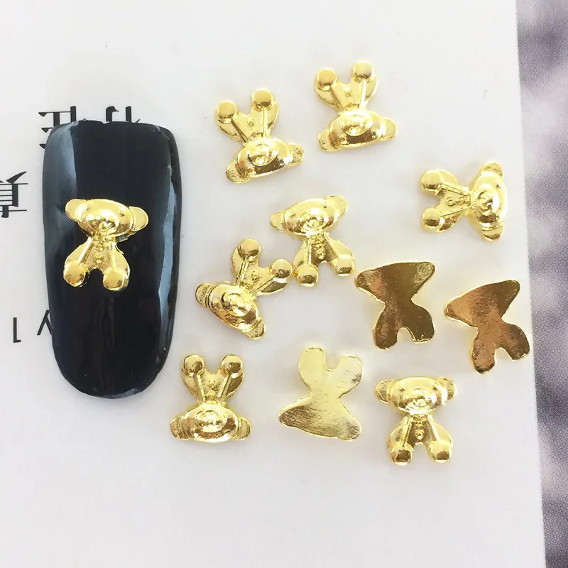100 шт./пакет Японский Корейский 3D сплав для дизайна ногтей Kawaii Bear DIY металлический ногтей Шарм Дизайн ногтей Инструменты для укладки